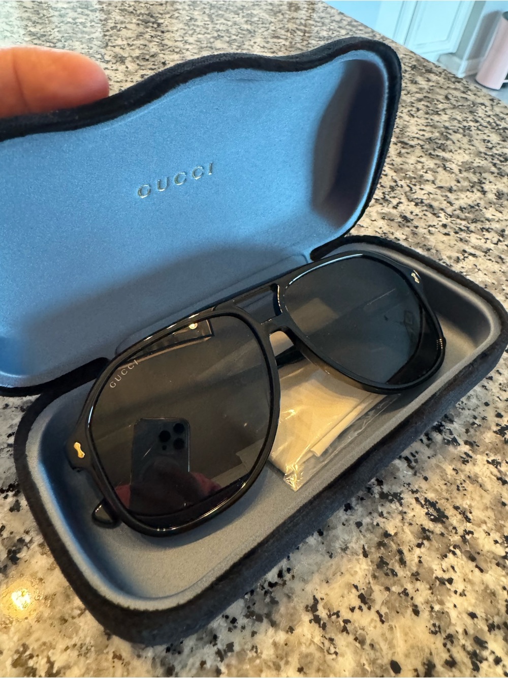 Gucci Black Men’s Sunglasses with Dark Lenses